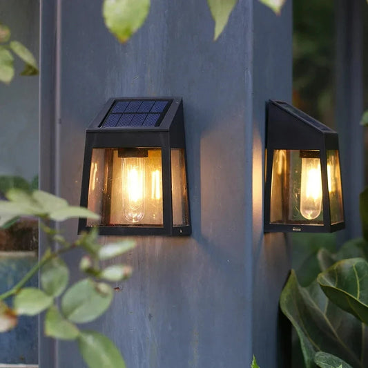 Solar Wall Light Outdoor Waterproof Sunlight Pathway Fence Lamp Yard Luminous Wall Washer Garden Decoration Tungsten Light Bulb