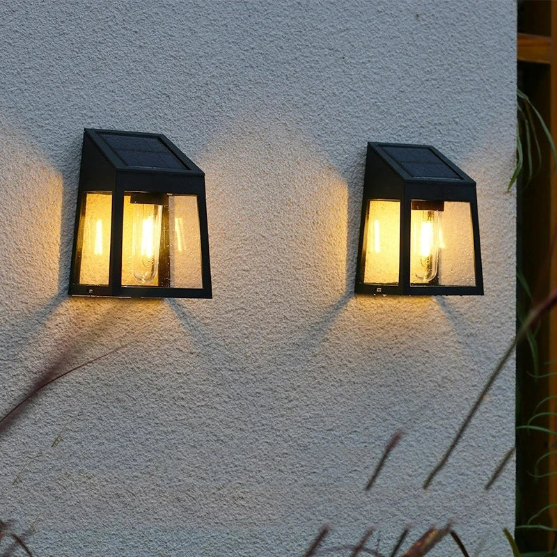 Solar Wall Light Outdoor Waterproof Sunlight Pathway Fence Lamp Yard Luminous Wall Washer Garden Decoration Tungsten Light Bulb