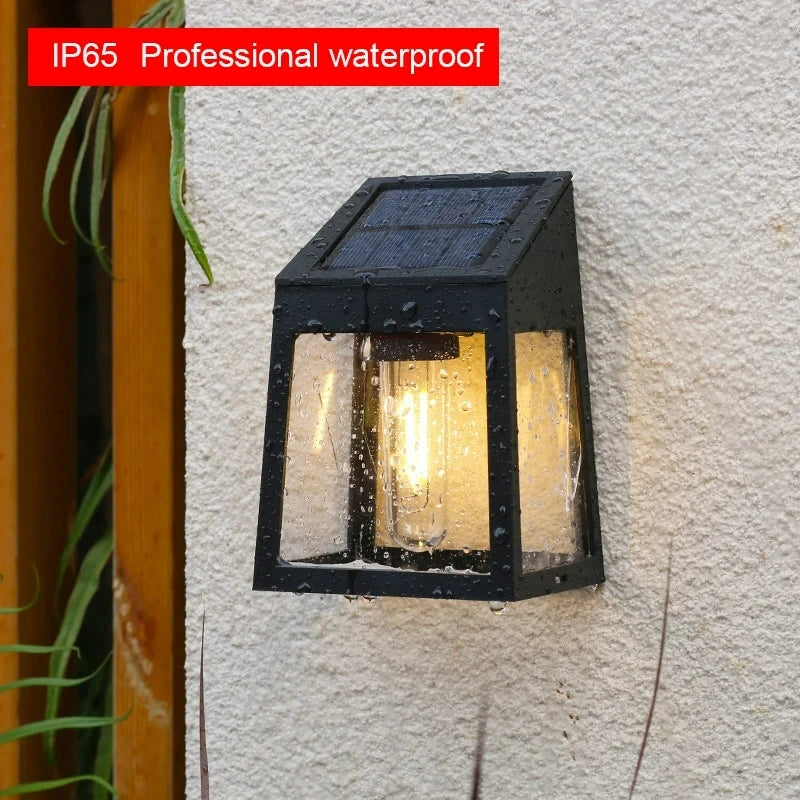 Solar Wall Light Outdoor Waterproof Sunlight Pathway Fence Lamp Yard Luminous Wall Washer Garden Decoration Tungsten Light Bulb