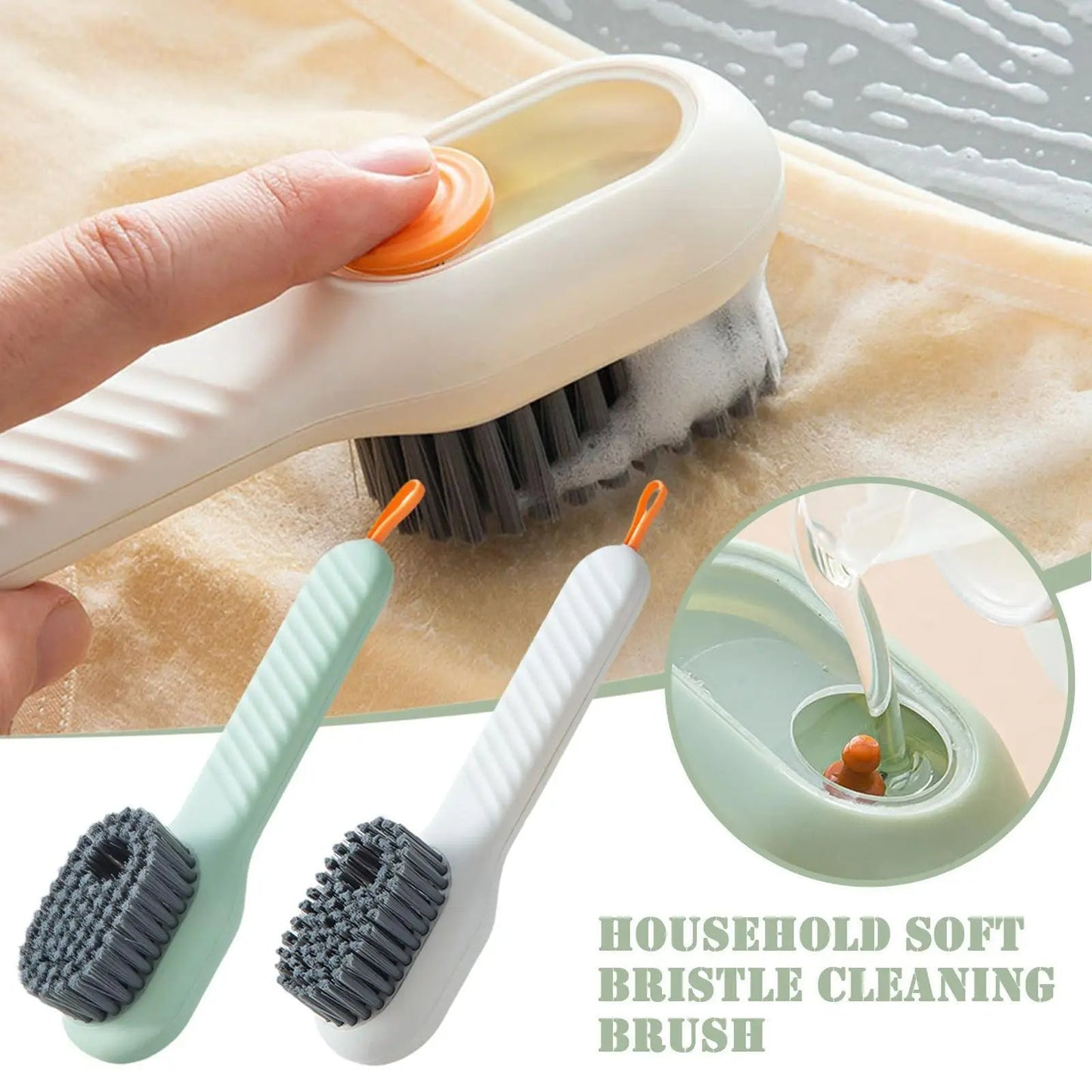 Bathroom Shoe Brush Automatic Liquid Discharge Deep Cleaning Soft Bristles Household Laundry Cleaning Brush for Daily Use