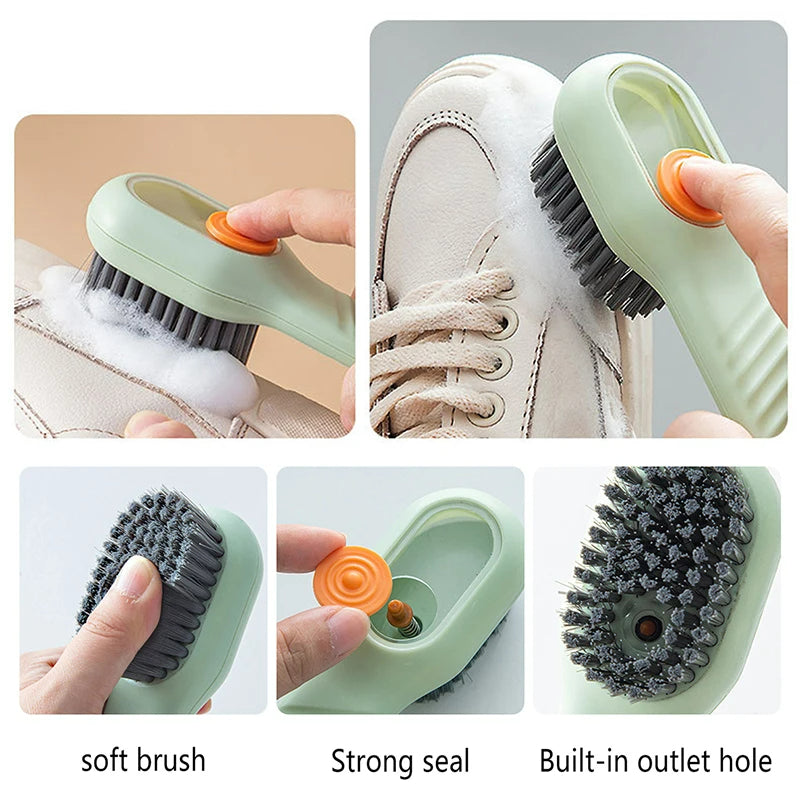 Bathroom Shoe Brush Automatic Liquid Discharge Deep Cleaning Soft Bristles Household Laundry Cleaning Brush for Daily Use